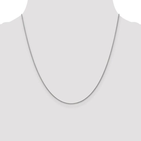 1mm 10k White Gold Solid Diamond Cut Wheat Chain Necklace, 20 Inch - Picture 2 of 8